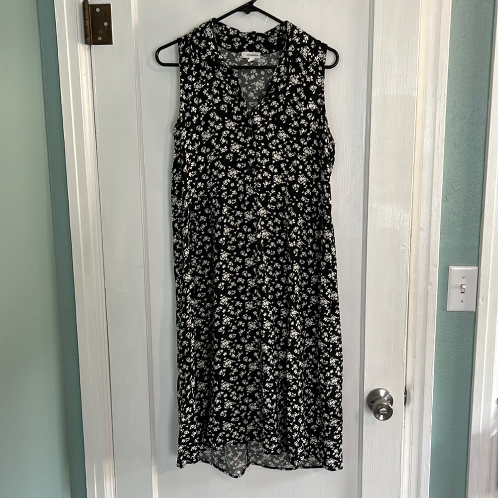 Black and white floral dress.